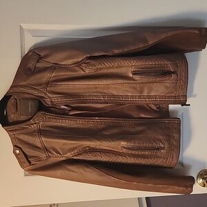 Cognac fake leather jacket